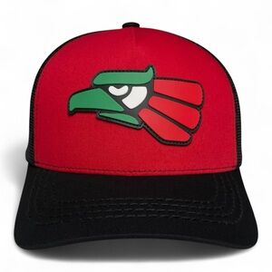 Hecho en Mexico PVC Eagle Patch Mesh Back Baseball Cap Red